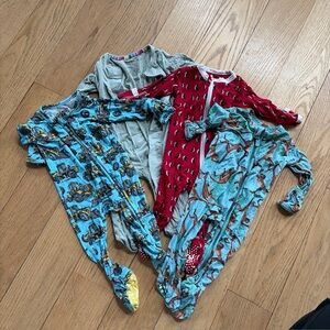 Bundle 0-3 Month Boys' Bamboo Footie Pajama Sleepers Kickee Bums & Roses Lot
